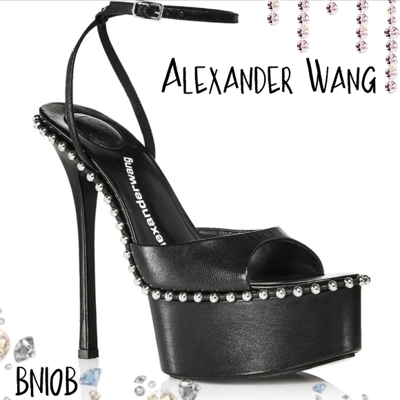 NWT Crystal Studded Platform Heels Open Toe Embellished Ankle Strap Luxury Heel - Picture 2 of 16